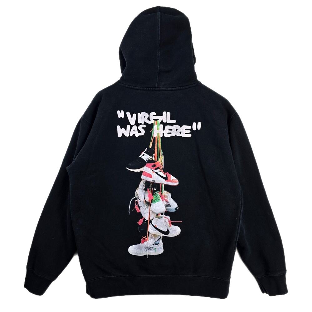 Miracles Club Virgil Was Here Hoodie Mens Medium Black Streetwear Hip Hop